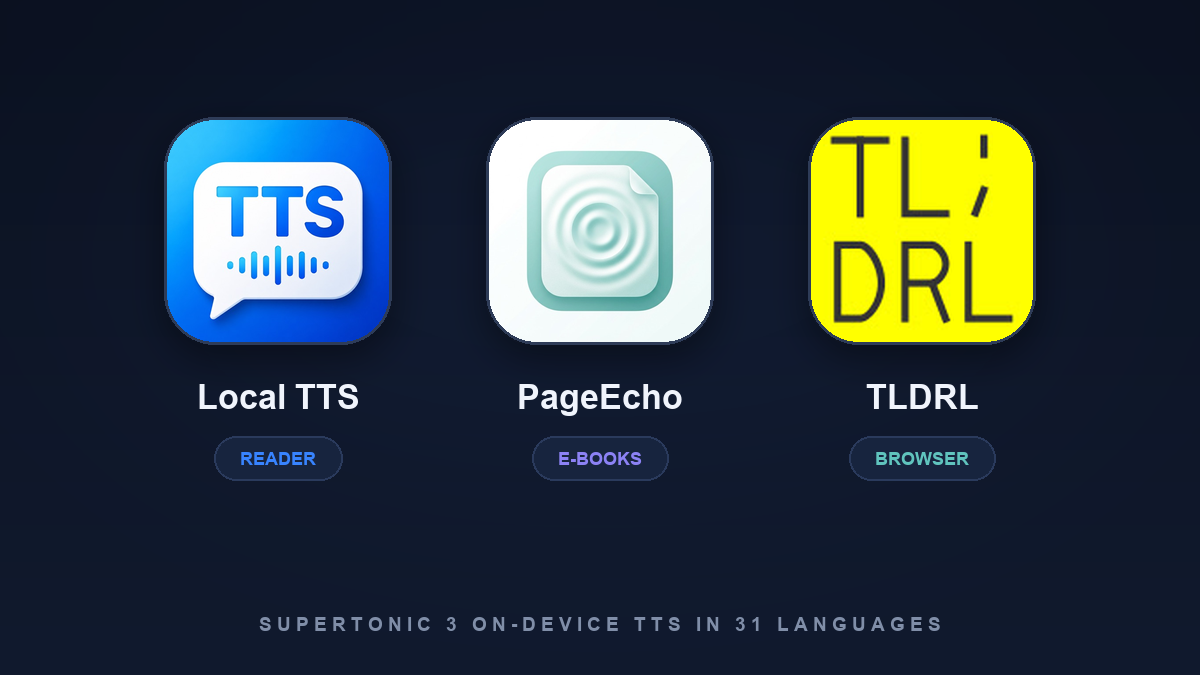 The 3 Best Apps Using Supertonic TTS in 2026: 31 Languages, On-Device