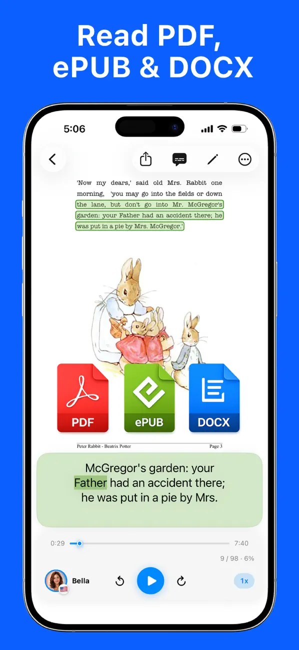 Turn PDFs and e-books into audiobooks