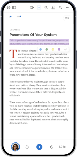 Official NaturalReader screen showing sentence and word highlighting in a PDF